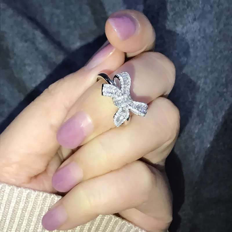 Изящное серебряное кольцо с бантом женское изящное простое коктейльное милым