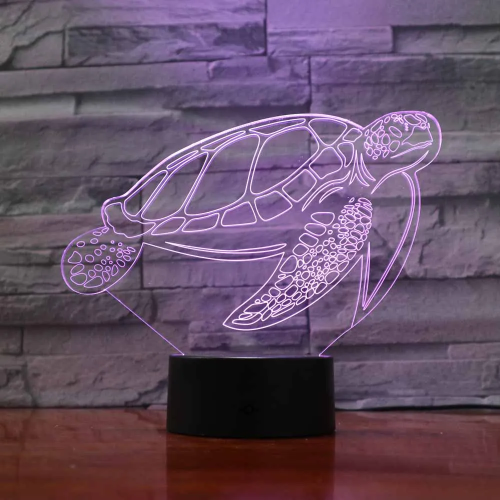 3d лампа led животные Черепаха ночник 7 видов цветов Изменение детской спальни