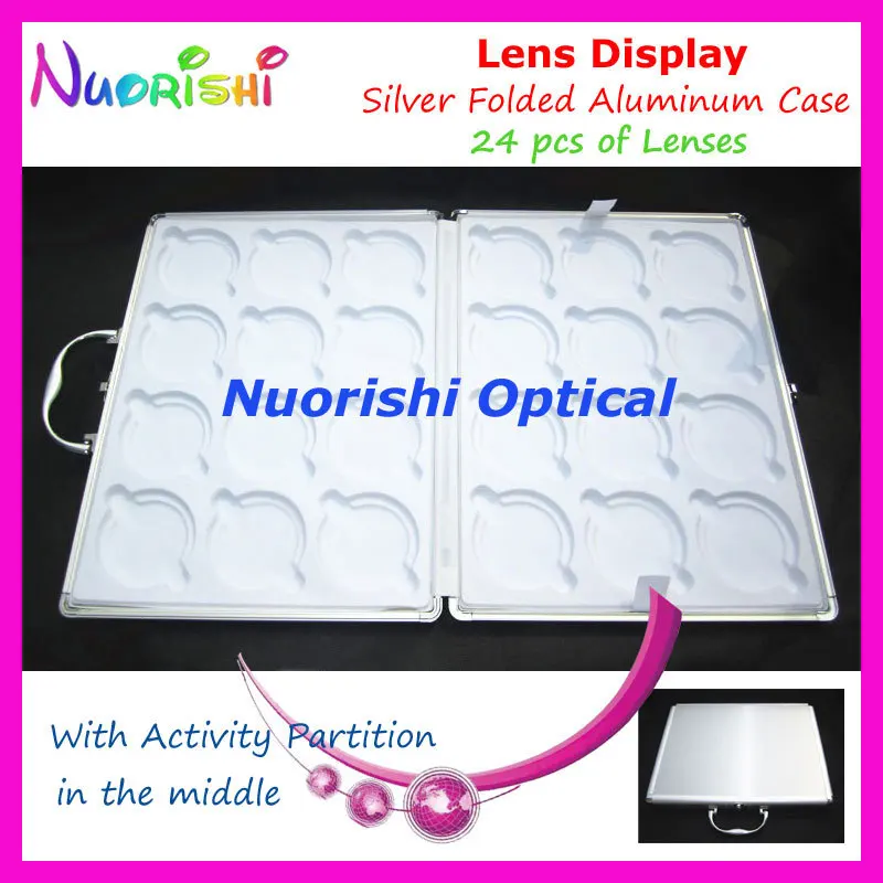 Портативный Серебристый алюминиевый 24 шт. оптические линзы образец дисплей
