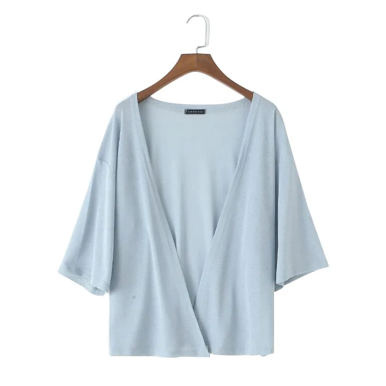 2019 летнее Новое короткое пальто с защитой от солнца женское v-образным вырезом из