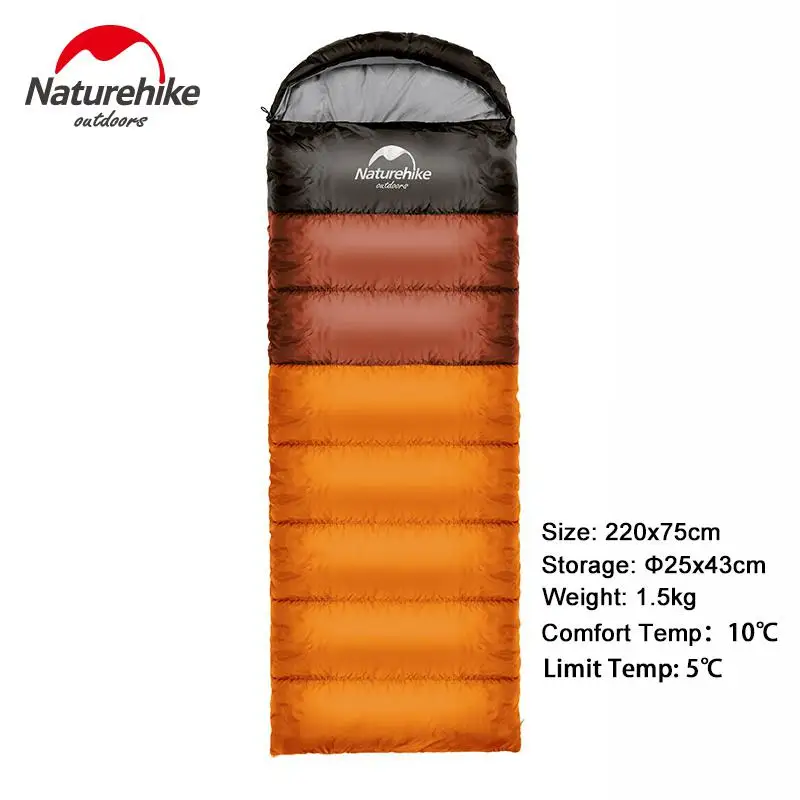 Orange 1.5kg Naturehike спальный мешок Сращивание Сверхлегкий Открытый Кемпинг Водонепроницаемый сохраняет тепло три сезона спальный мешок для пешего туризма путешествия - Цвет: Orange 1.5kg
