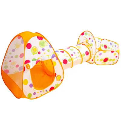 ORANGE Детский игровой домик, игрушки для дома и улицы, тоннель для ползания, палатка, набор из 3 предметов, Океанский шар, бассейн, детское ограждение для детского Манежа, игровая ручка - Цвет: ORANGE