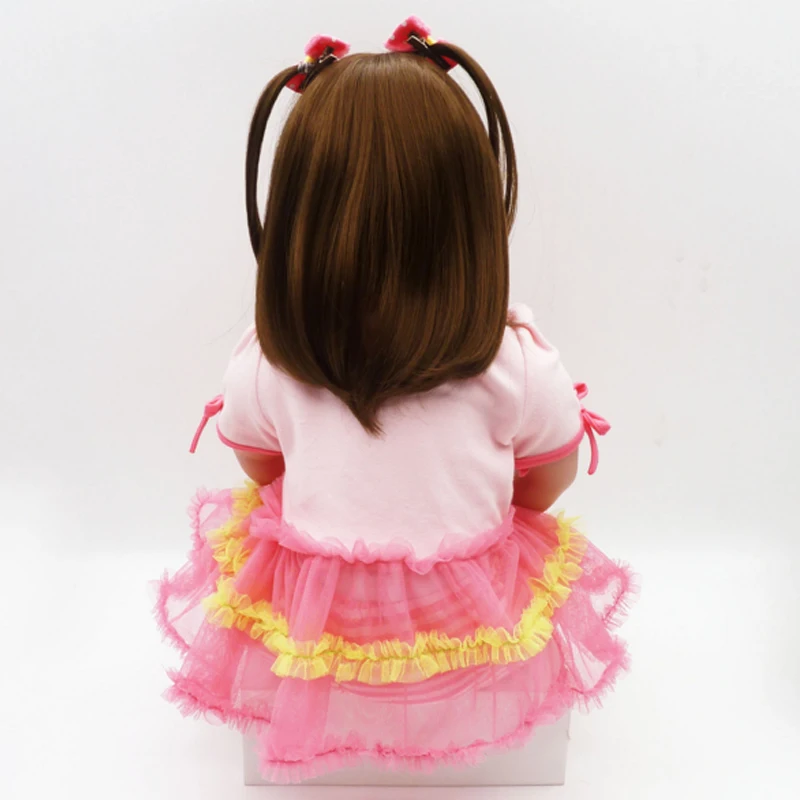 24Inch 64cm Simulation Newborn Baby Girl Bonecas Charm With Cute Suit And Small White Shoes Silicone Reborn Doll | Игрушки и хобби