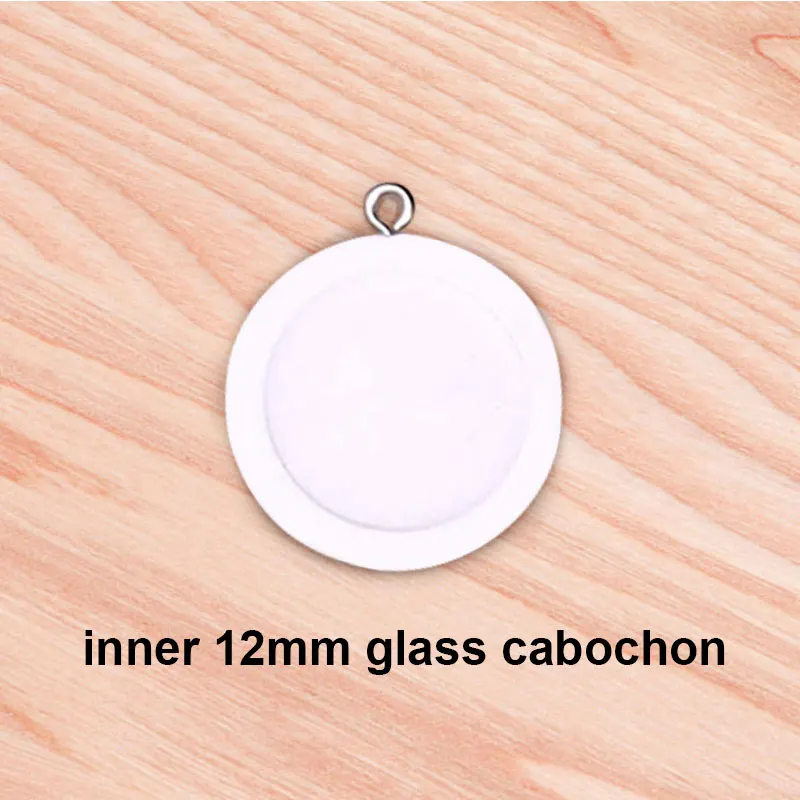 white-12mm 10pcs Inner size 12mm/20mm/25mm Wood Color Round leaf Wood Cabochon Base Setting Charms Pendant Necklace Earrings Findings - Окраска металла: white-12mm
