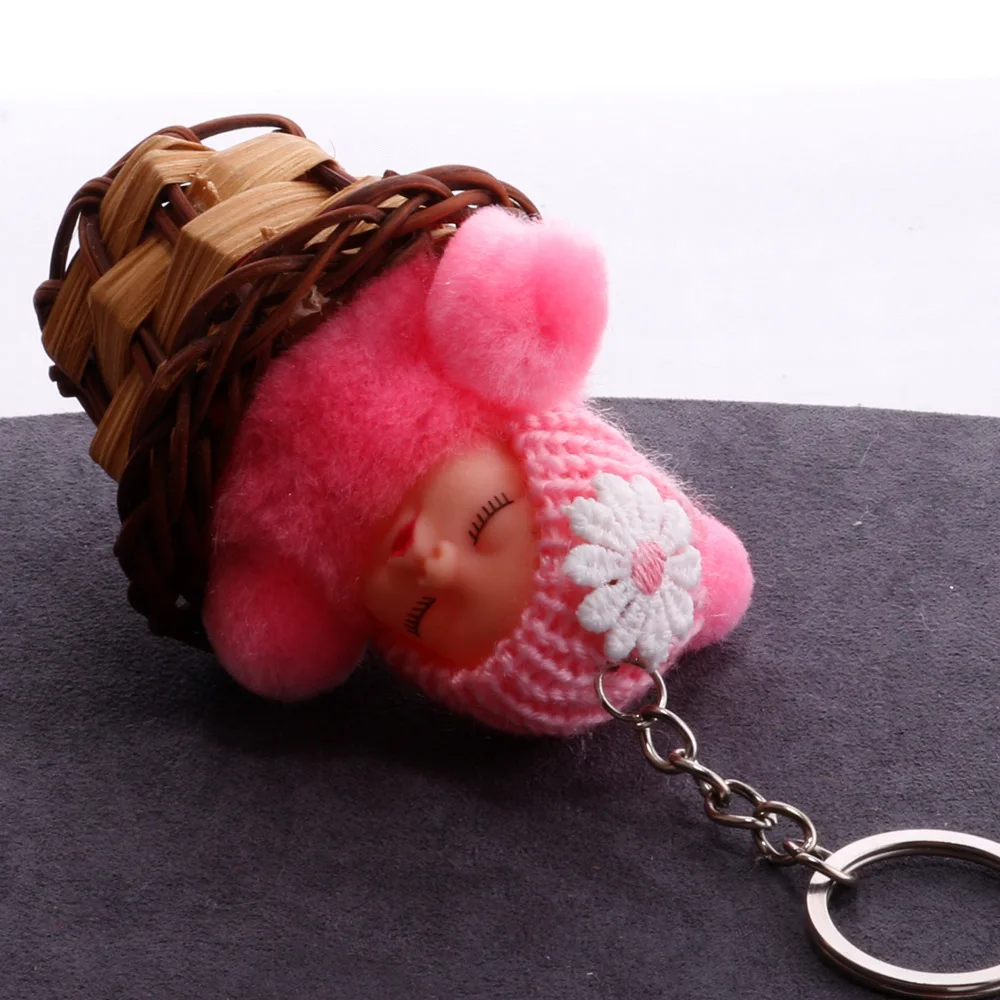 Миниатюрная плюшевая кавайная Спящая кукла с меховым помпоном милые детские