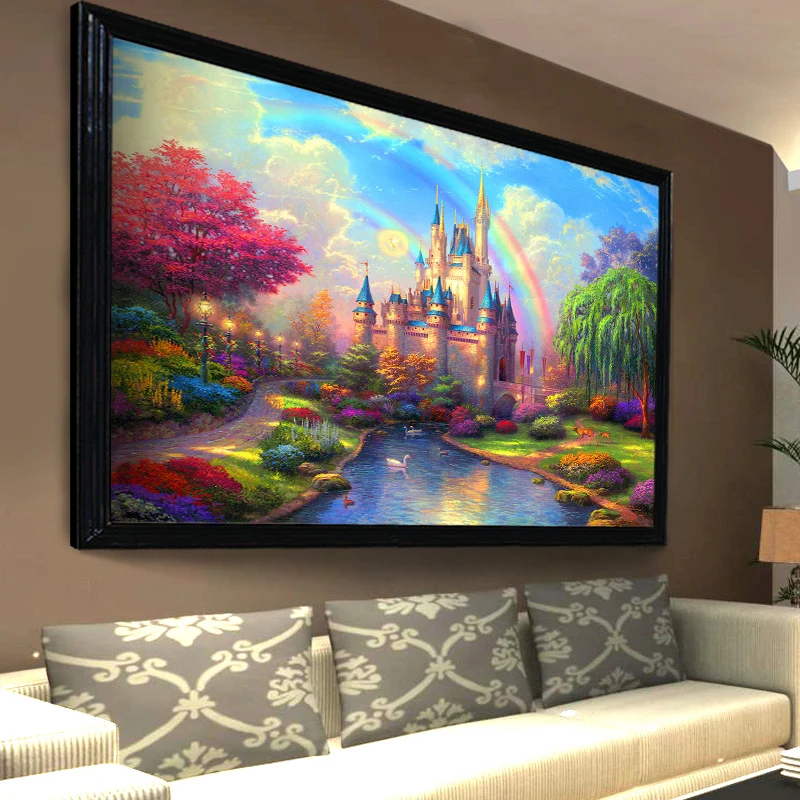 Zozack 119x89cm набор для вышивания DIY DMC Замок Радуга мулине Пейзажная живопись
