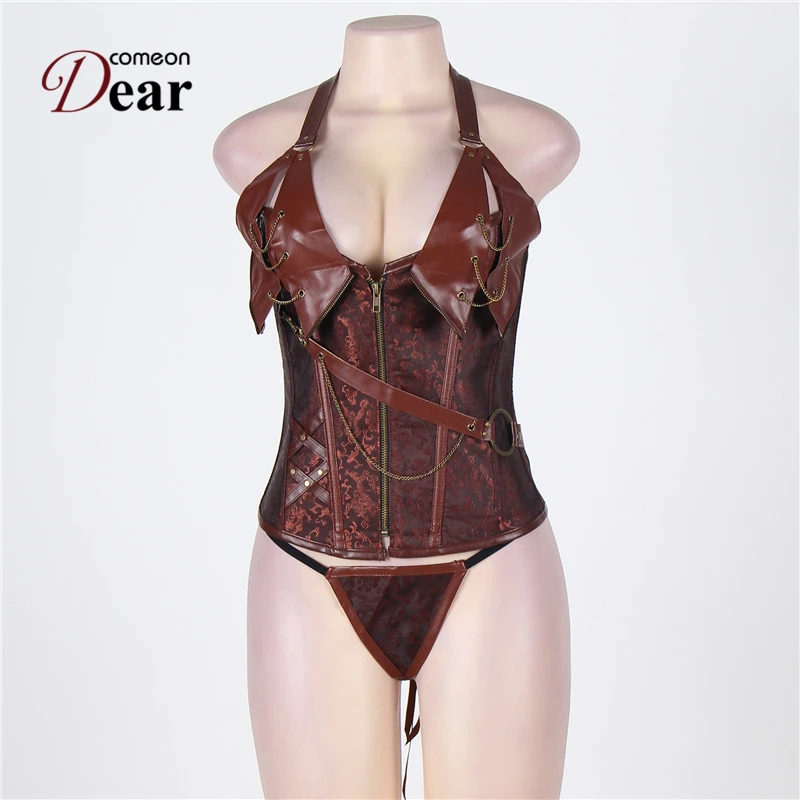 Comeondear Корсет Топ Vetement Femme Gothique Burlesque костюмы AB2231 Винтаж Плюс Размер Холтер Мода Ropa стимпанк Mujer