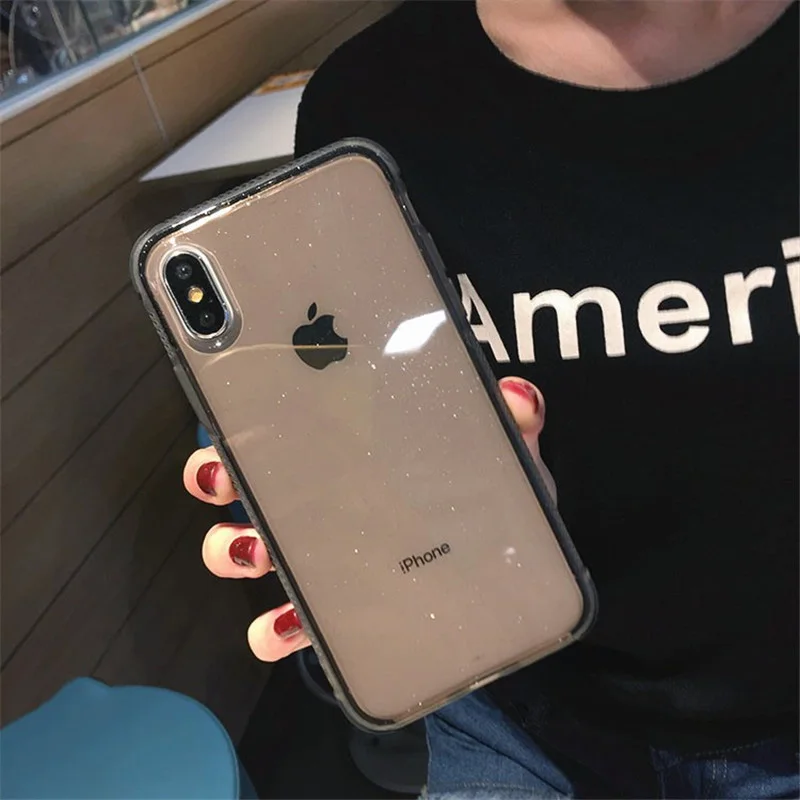 Роскошный блестящий чехол для телефона iPhone X XR XS Max 8 7 Plus 6 6S прозрачный мягкий