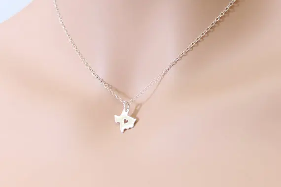 10 шт-контур штата Техас Карта Ожерелье с сердцем США штат I Heart Love Texas ожерелье