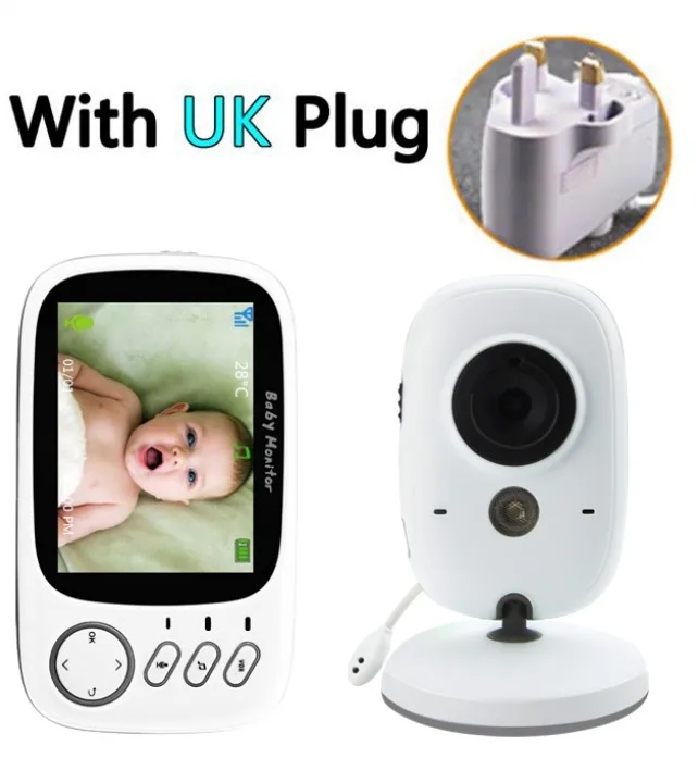 UK Plug Беспроводной цветной видеоняня 3,2 дюймов с высоким разрешением, Детская няня, камера безопасности, ночное видение, контроль температуры - Цвет: UK Plug