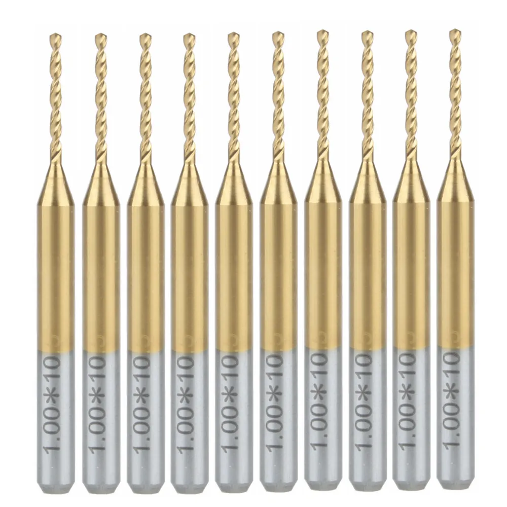 

10x Titanium Nitride Coated Carbide PCB CNC Drill Bits Router 1.0mm