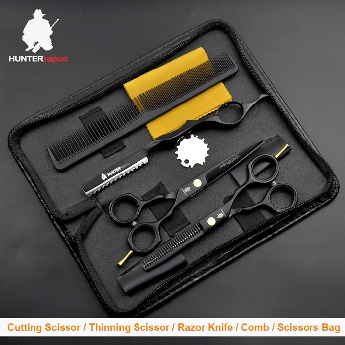 scissor set with bag Скидка 30%, 5,5 дюйма, Профессиональные Парикмахерские ножницы из нержавеющей стали, набор, филировочные ножницы для стрижки волос, парикмахерские ножницы HT9131 - Цвет: scissor set with bag