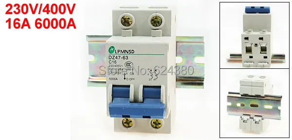 

DZ47-63 C16 230V / 400V 16A 2 P 2-полюсная защита от перегрузки, бытовая миниатюрная фотомагнитола 6000A + свинцовая направляющая