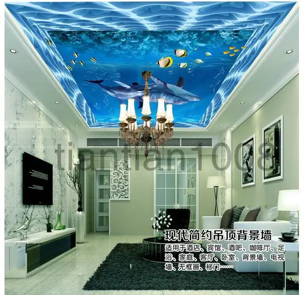 

3d murals wallpaper custom Underwater world dolphin fierceness of condole mural wallpaper