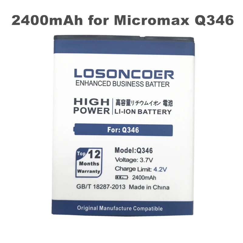 LOSONCOER 2400mAh Для Micromax Q346 батарея + номер отслеживания|battery for micromax|battery for2400mah battery |