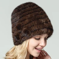 qiusidun pure natural knitting real mink fur hat womens winter hats beanies russian fur cap fur pompom beanie fashion caps 2017