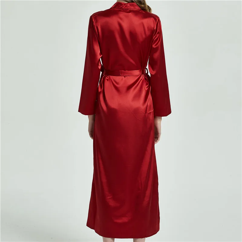 Smmoloa для женщин шелковый атлас Длинные Свадебные невесты халат кимоно Feminino