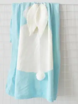 Light blue SundayShine, высокое качество, 73x108 см, трикотажное одеяло «кролик» для малышей, вязаное одеяло для детей, подарок для ребенка, одеяло с кроликом - Цвет: Light blue