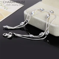 pure 925 silver bracelets for women beads chains bracelet bangles wristband pulseira fashion jewelry accessories bijoux