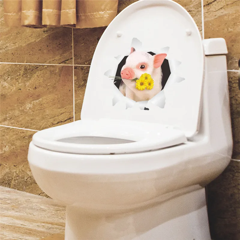 3d яркие наклейки на стену в виде свиньи цветка туалет детская комната домашний