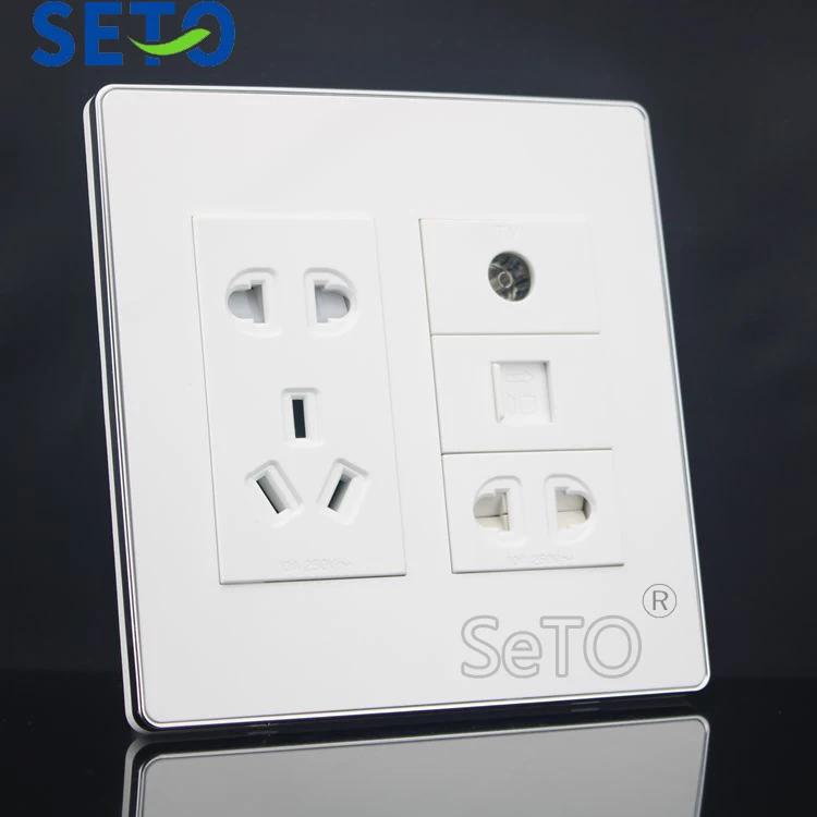SeTo 120 тип розетка с двумя отверстиями и пятью + Сеть RJ45 Cat5e для ТВ-панели настенная