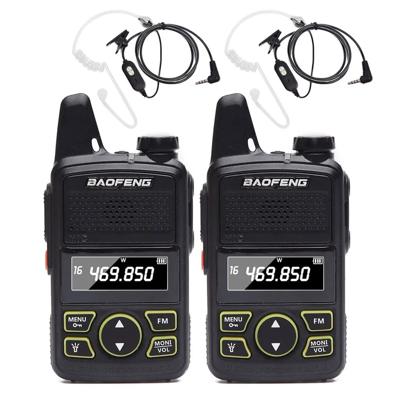 2 шт. Baofeng BF-T1 мини Детская рация BF T1 cb двухстороннее радио UHF фонарь большой дальности Портативный Трансивер - Цвет: add headset 2