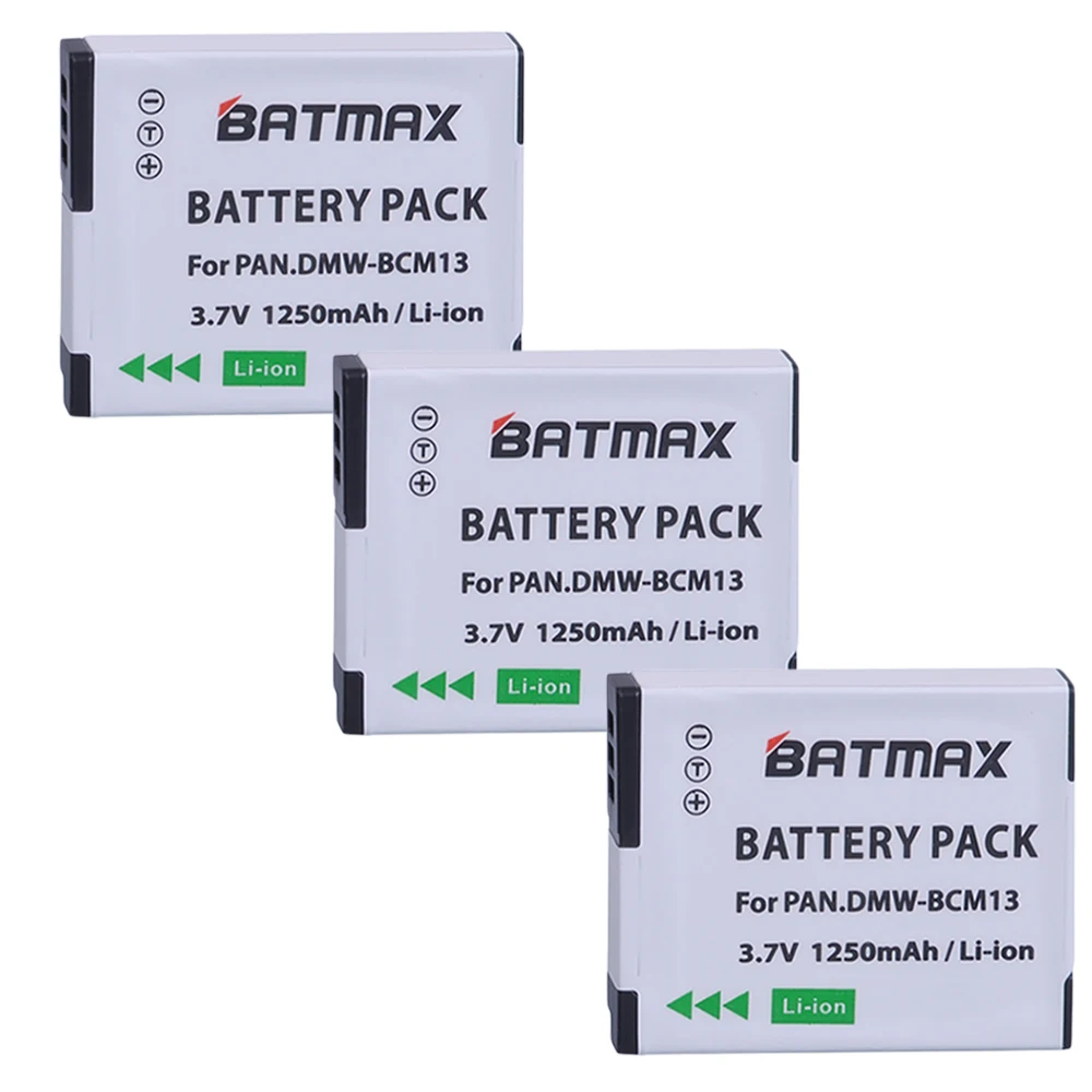 

3x1250 мАч DMW-BCM13E BCM13 батареи для Panasonic Lumix ZS40 / TZ60, ZS45 / TZ57, ZS50 / TZ70, ZS27 / TZ37 и TZ41