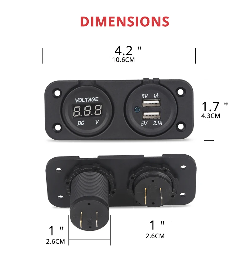 DC 12 V 24 светодиодный цифровой вольтметр двойной USB розетка панель 3.1A