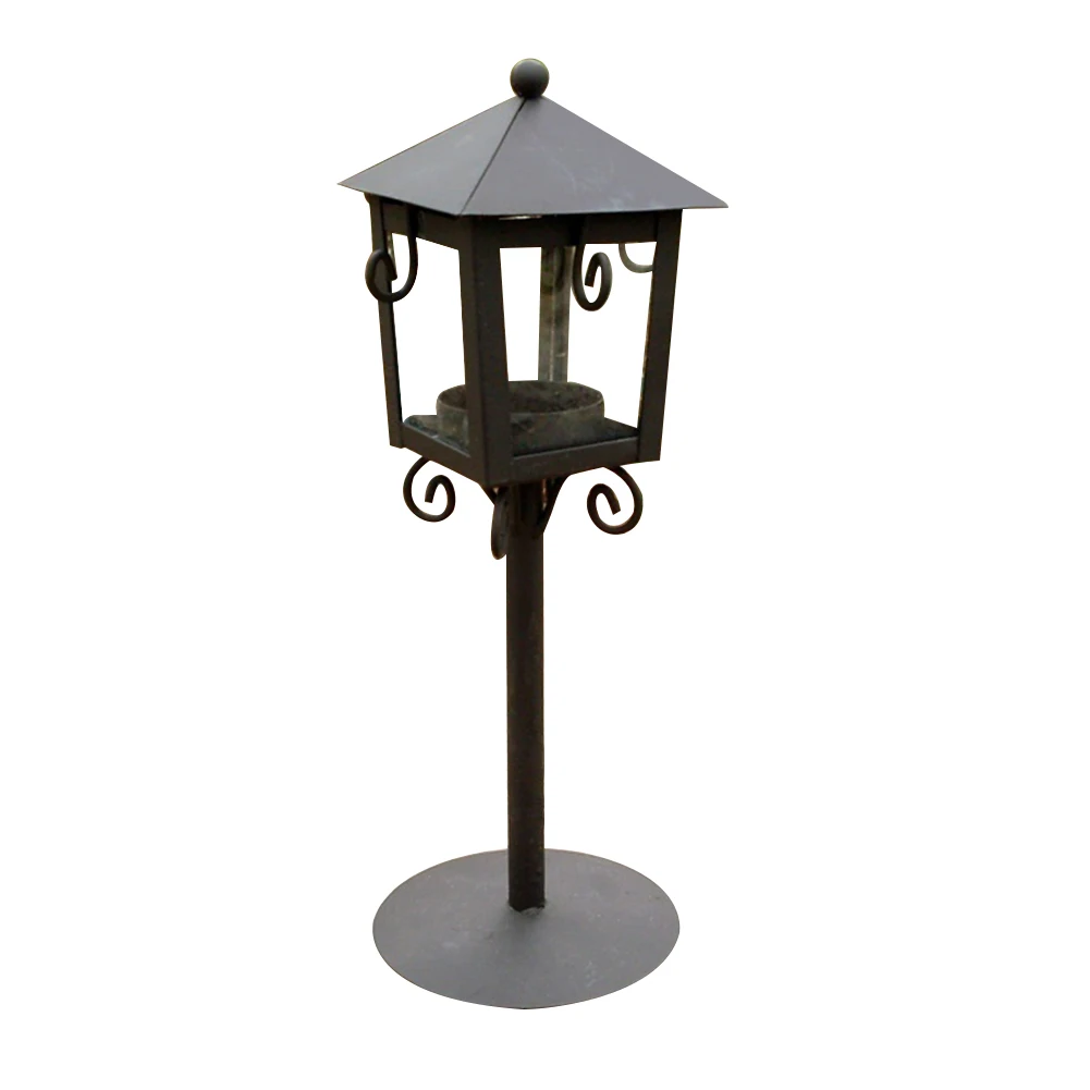 New Gentle Time Vintage Metal Hollow Hanging Lantern Candle Holder Moroccan Candlestick Christmas Garden Hanging Decor Lantern - Color: Black