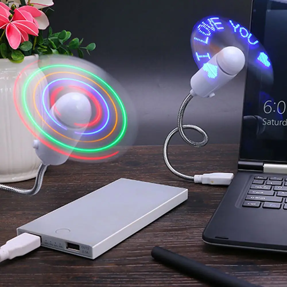 Мини USB Охлаждающий вентилятор гибкий DIY Форма креативный I Love You мигающий