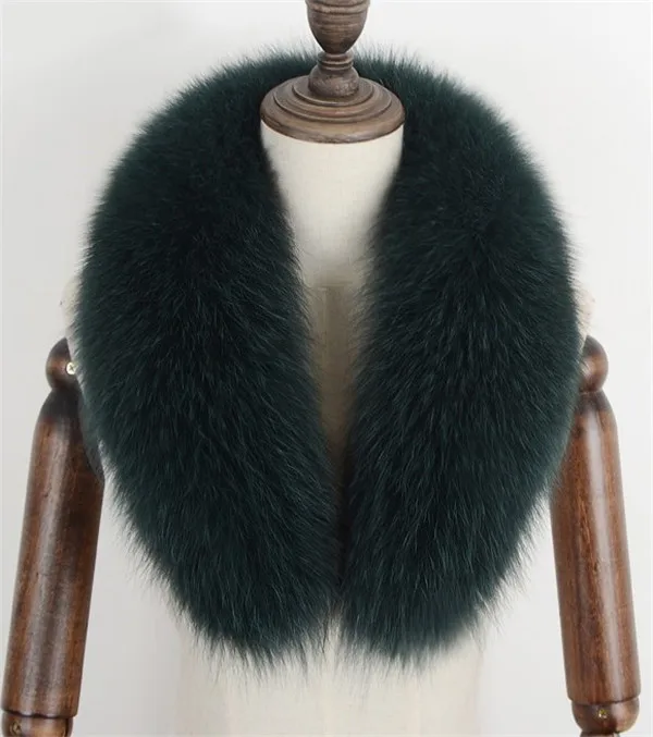 Peacock blue Длинный натуральный Лисий меховой воротник шарф на заказ женские весенние зимние теплые однотонные куртки пальто шали подкладка 80/90/100 см - Цвет: Peacock blue