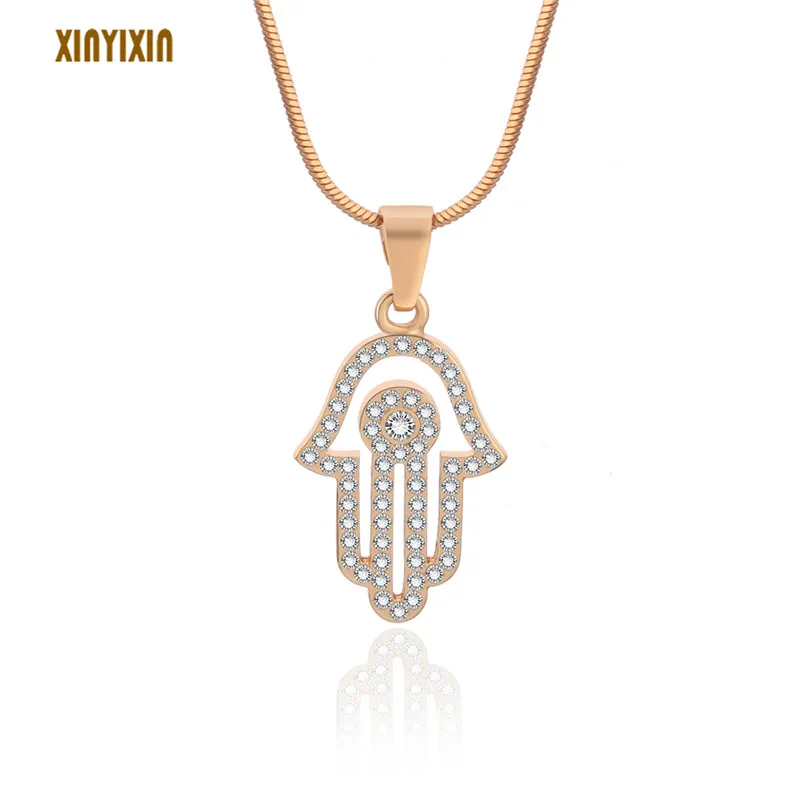 

Clear Crystal Hamesh Hand of Fatima Choker Necklace for Women Gold Color Short Chain Necklace Fashion Jewelry Luck Protect Gift