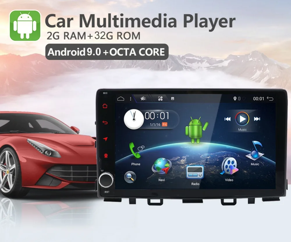 Новейший BOSION 1DIN Android 9,0 Восьмиядерный 2G+ 32G Автомобильный dvd-плеер gps Navi для KIA RIO радио мультимедиа Satnav головное устройство стерео BT