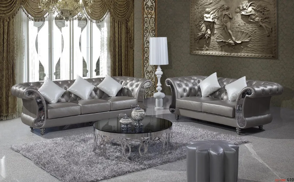 Старинный диван Chesterfield из натуральной кожи 2 + 3 места для гостиной в стиле