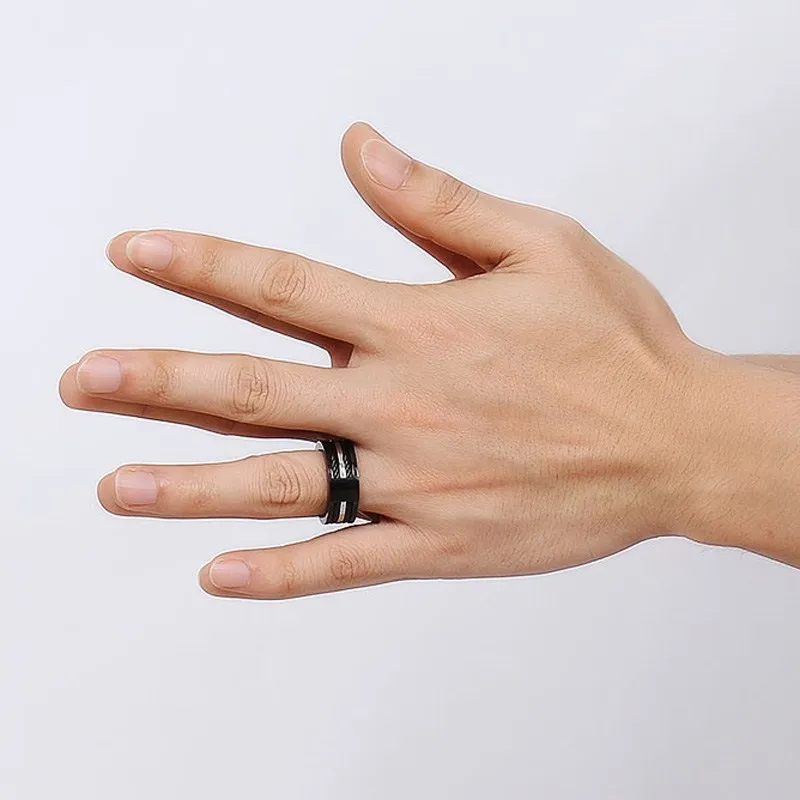 Meaeguet проволока черное кольцо для мужчин 9 мм Широкие мужские вечерние кабели из