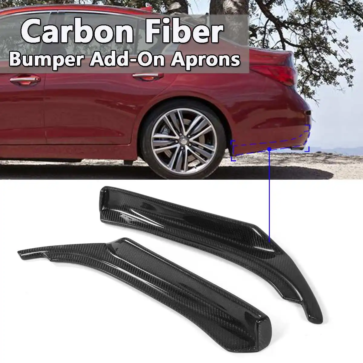 

100% натуральное углеродное волокно, пара автомобильных сплиттеров для заднего бампера, диффузор для губ, защитные боковые Угловые сплиттеры...