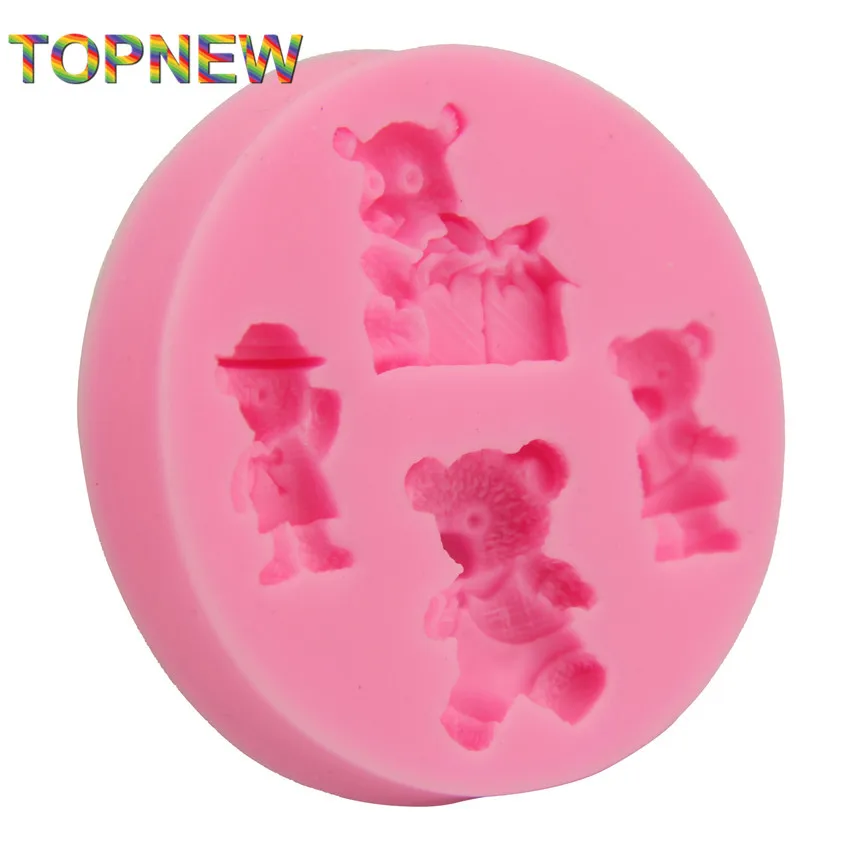 DIY Rushed Cartoon Teddie Bear 3d silicone mold Fondant Figure Candy Jello Cake Decorating Tools Silicone Soap Mould C1787 | Дом и сад