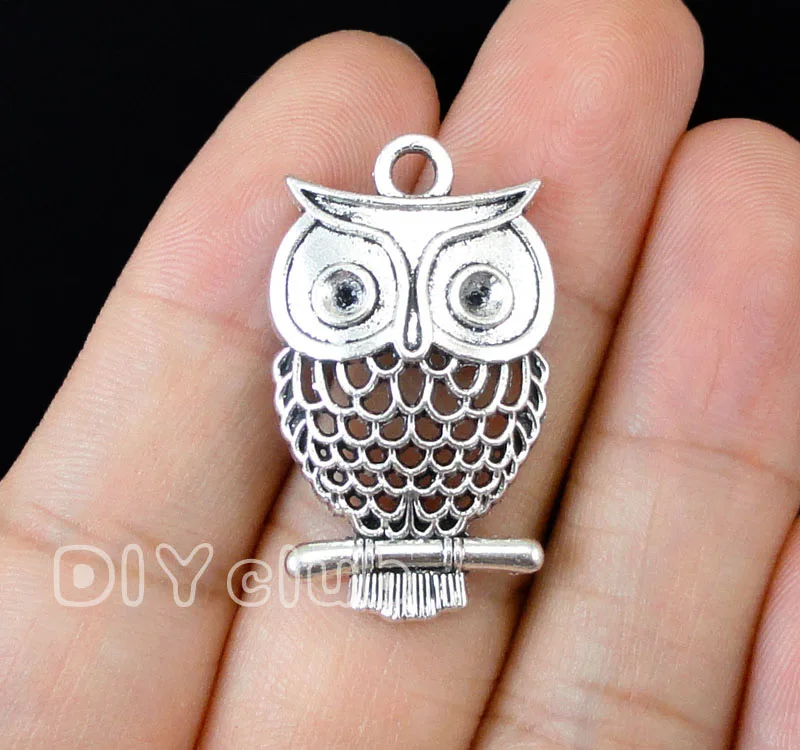 

40pcs-Antique Silver Owl Charms Pendant 33x20mm