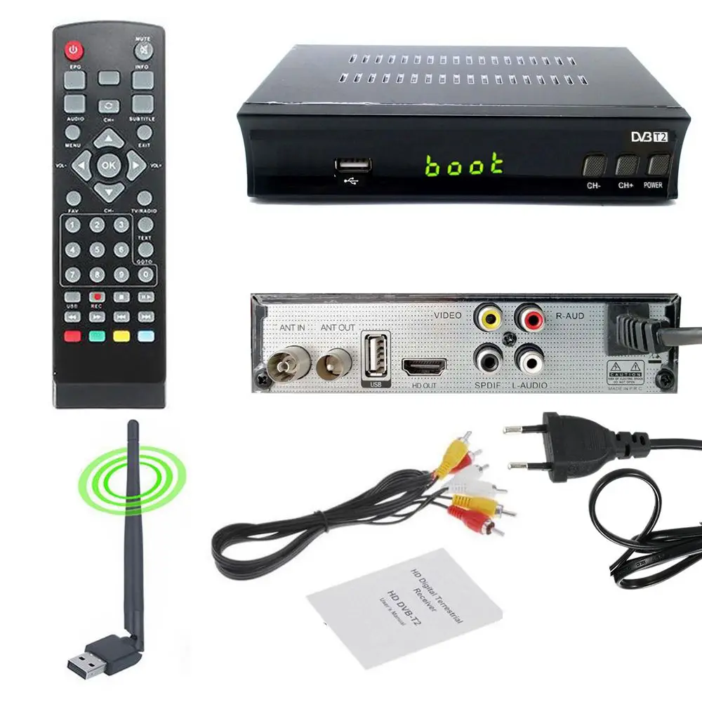T2 Plus Wifi 1080p Dvb-t2 ТВ приставка dvb c hdmi цифровой ТВ приемник dvb t2 тюнер USB Wifi приемник IP tv m3u плеер youtube Кнопка AC3 приставка - Цвет: T2 Plus Wifi