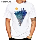 Мужская модная футболка TEEHUB 2019 с принтом восхода и орла и леса, футболка с коротким рукавом, новые дизайнерские топы, крутая футболка
