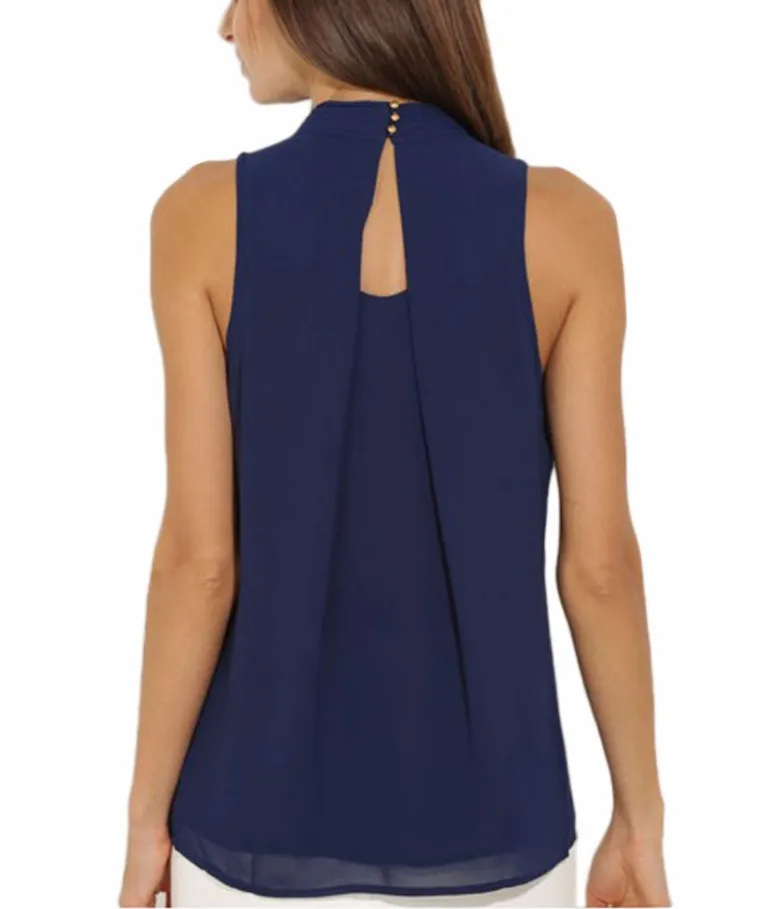 Лето Оборками Моды Топы Без Рукавов О-Образным Вырезом Повседневная Женщины