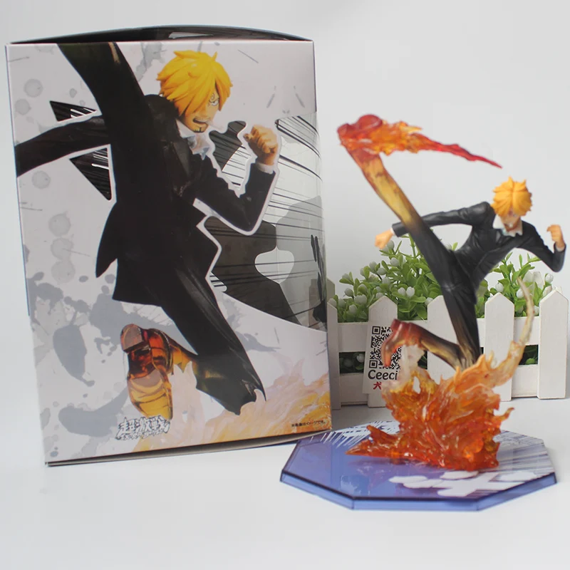 sanji have box Аниме одна деталь Коллекционная Фигурка Обезьяна д Луффи Зоро Санджи Битва вер. ПВХ Модель Фигурки игрушки - Цвет: sanji have box