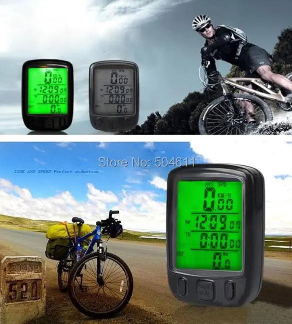 Ücretsiz kargo SunDing bisiklet aksesuarları LCD dijital su geçirmez Noctilucent bisiklet bilgisayar kilometre 24 fonksiyonu
