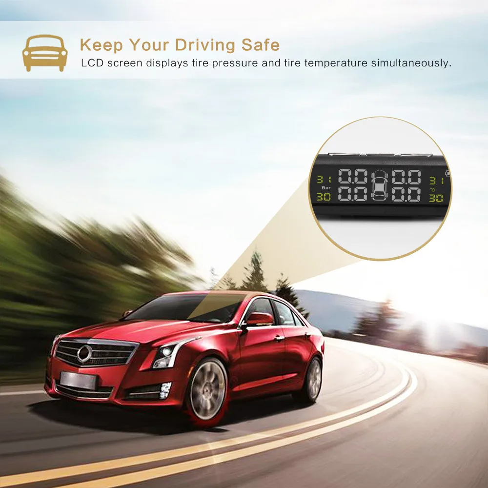 Беспроводной Солнечный Мощность шин Давление Мониторы ing Системы TPMS ЖК дисплей
