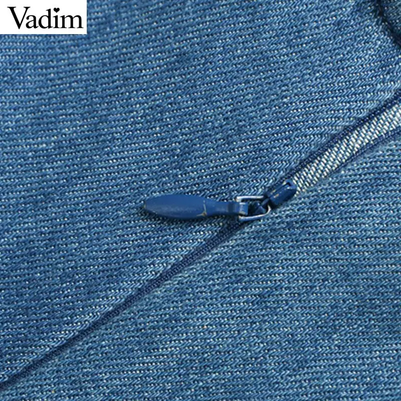Vadim женское винтажное джинсовое мини платье на молнии сзади с бантом вырезами