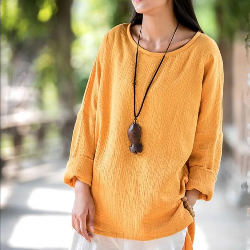 Женская винтажная и Повседневная Блузка удобная свободная повседневная рубашка