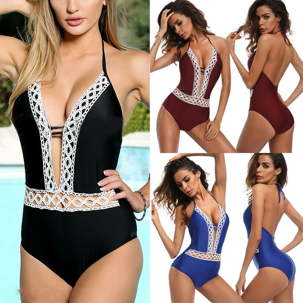 Цельный купальный костюм 2019 сексуальная одежда для плавания женский Винтажная