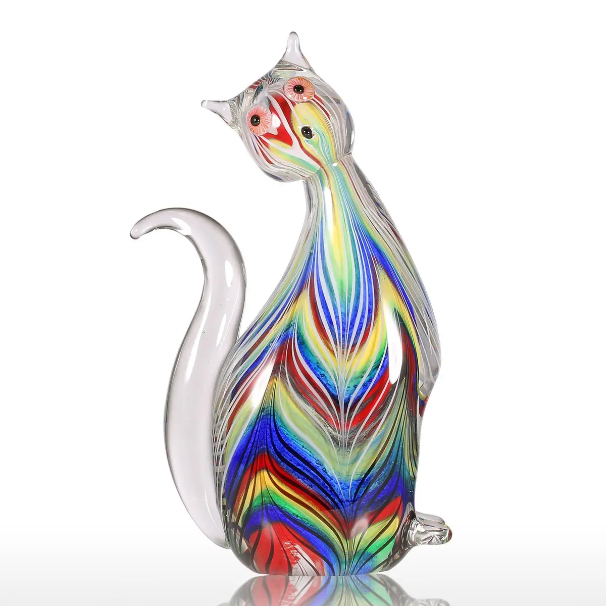 

Tooarts, разноцветный котенок, подарок, стеклянный орнамент, фигурка животного, ручная работа, домашний декор, разноцветные аксессуары для укра...