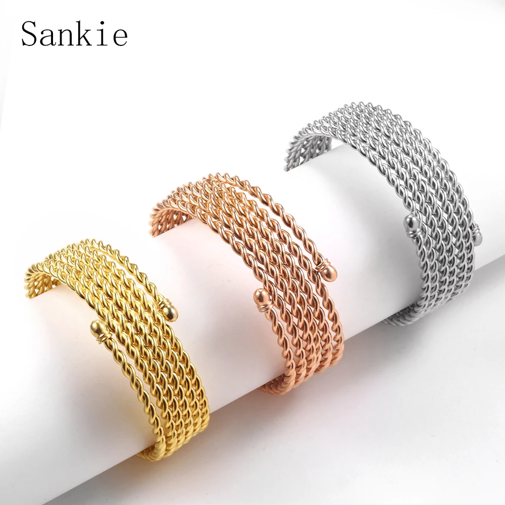 Женский многослойный браслет Sankie Twist из нержавеющей стали золотого цвета с