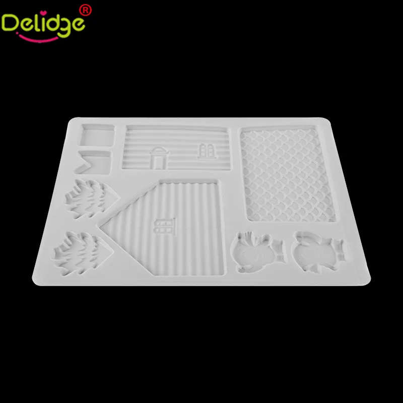 Delidge 1 шт. рождественский дом шоколадная форма пластиковая DIY Дом Форма для украшения тортов плесень Рождественский Пряничный дом плесень